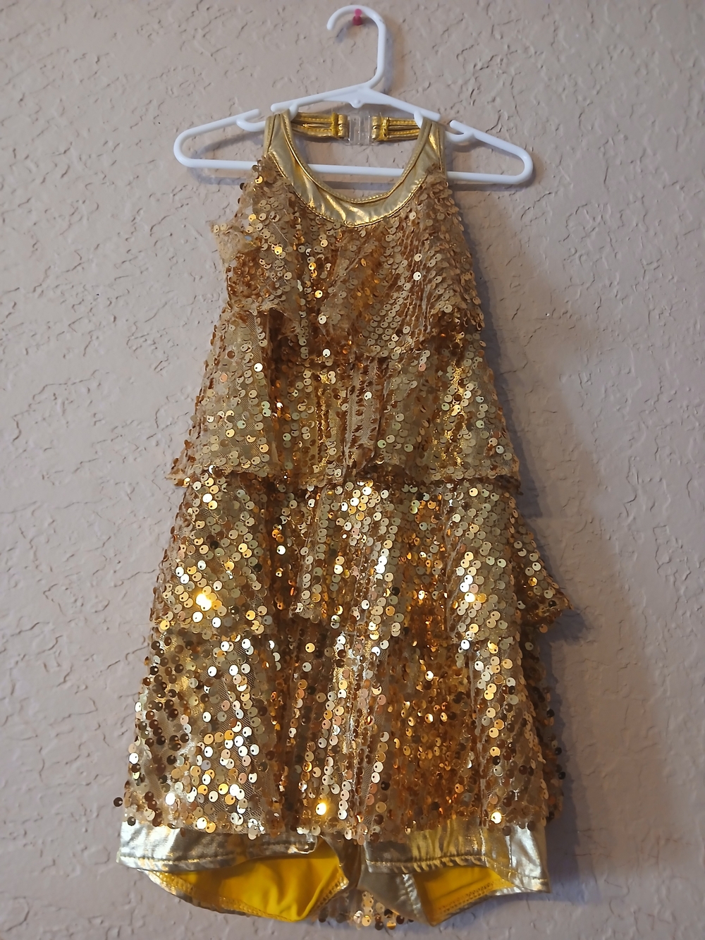 Gold Sequin Tiered Party Dress